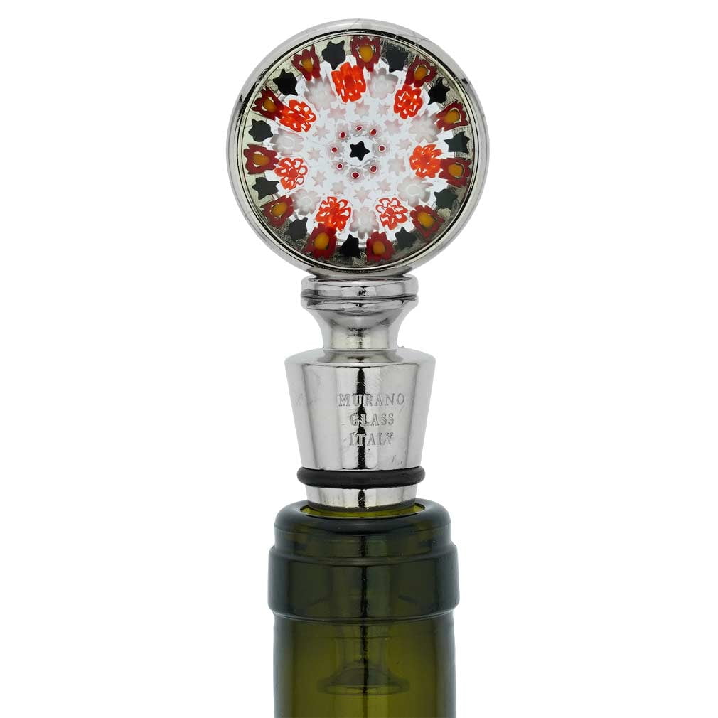 Glassofvenice Murano Glass Millefiori Round Bottle Stopper Red Walmart Com Walmart Com