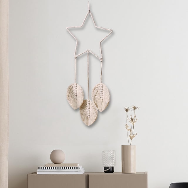 Tapiz Colgante de Pared de Macramé Bohemio, Decoración Artística de Pared Rústica Hecha a Mano, Decoración de Pared para Chimenea, Repisa, Mano de Obr Estrella