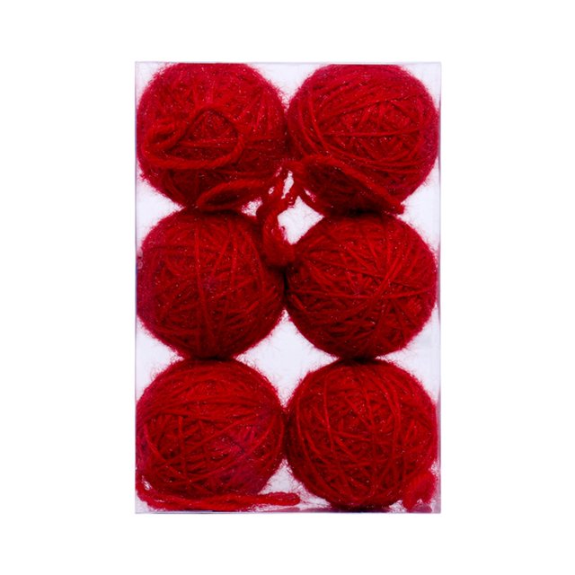 Juego de 6 bolas de espuma de lana para árbol de Navidad, adornos navideños para árbol de Navidad, juego de bolas de espuma de lana para fiesta.