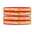 thumbnail image 1 of Efulgenz Traditional Bridal Red Acrylic Indian Wedding Bangles Gold Tone Engraved Glossy Bracelet Bangle Jewelry for Women (4 Pcs) Size 2.8, 1 of 7