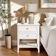 thumbnail image 3 of Tcbosik 22" Modern Side Table, Nightstand with Open Shelf and 2 Storage Drawers, End Table for Bedroom, Living Room, White, 3 of 7