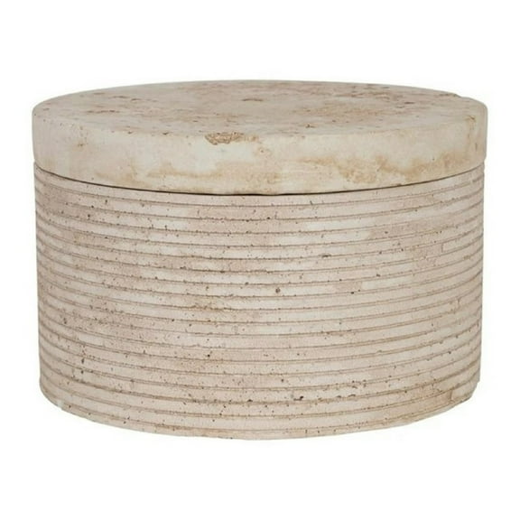 BIDK Home Large Travertine Round Storage Box - 6"