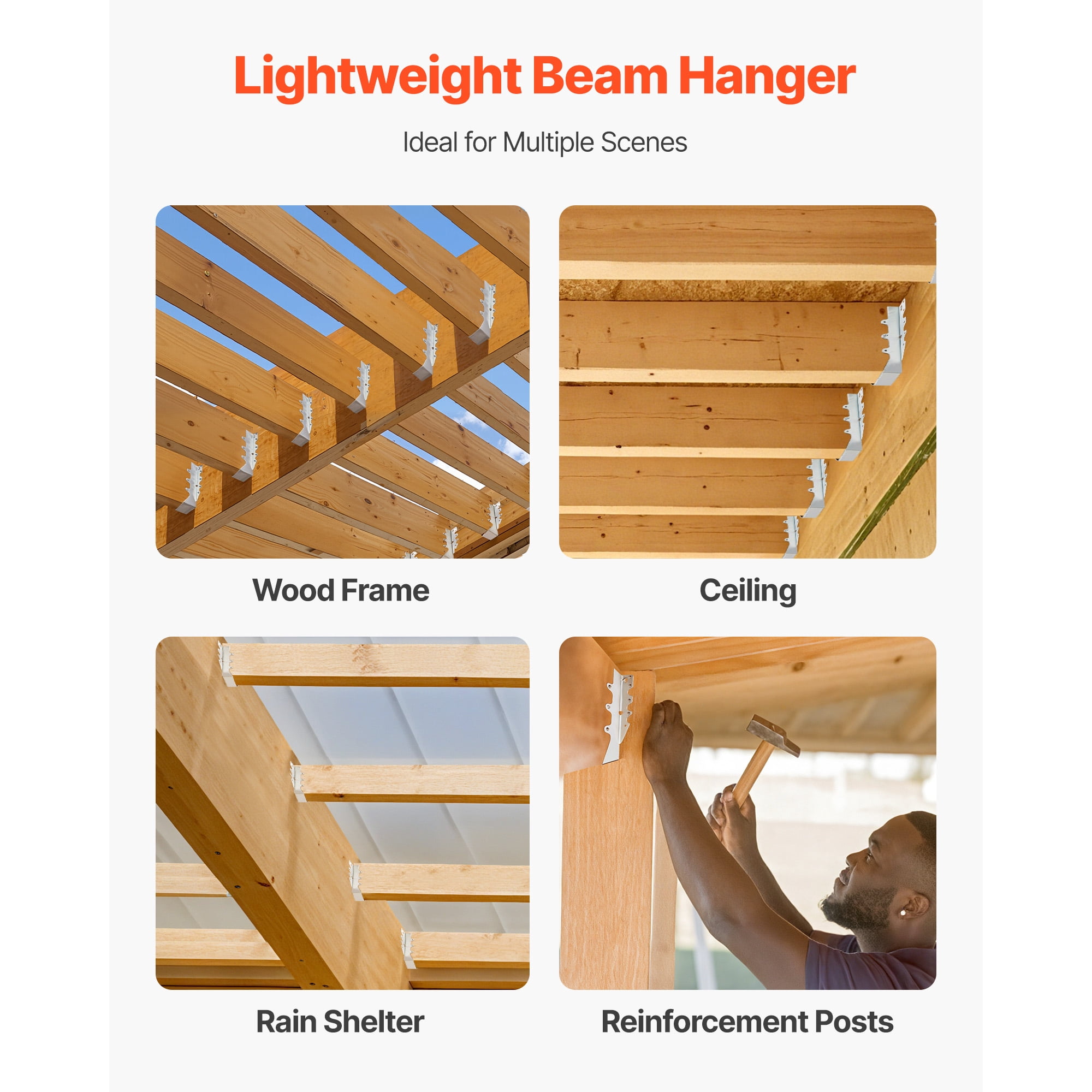 KFFKFF 50-Piece Joist Hanger Set, Dimensions 1.57 x 1.50 x 7.83 inch / 40 x 38 x 199 mm, Rust-Resistant Tie Brackets for Decks, Floors, and Ceiling Trusses