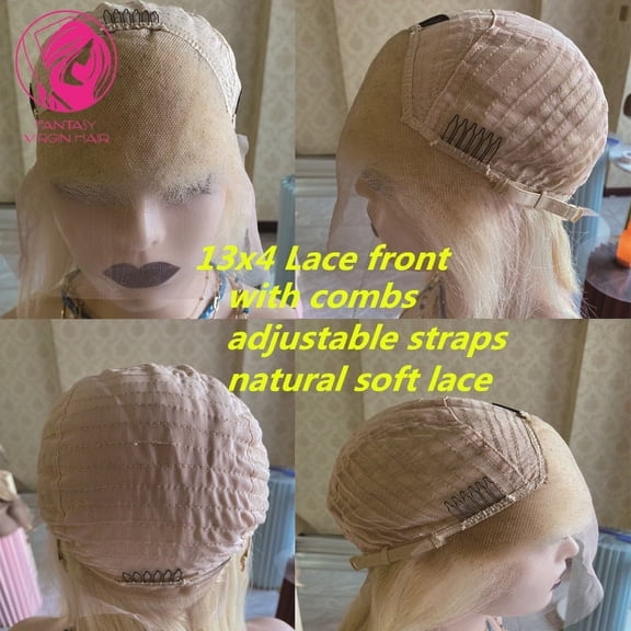 Human Hair Wigs - HD Transparent Lace Frontal Wigs For Women & Girls - 13x4 Ash Blonde Bob Glueless Wigs
