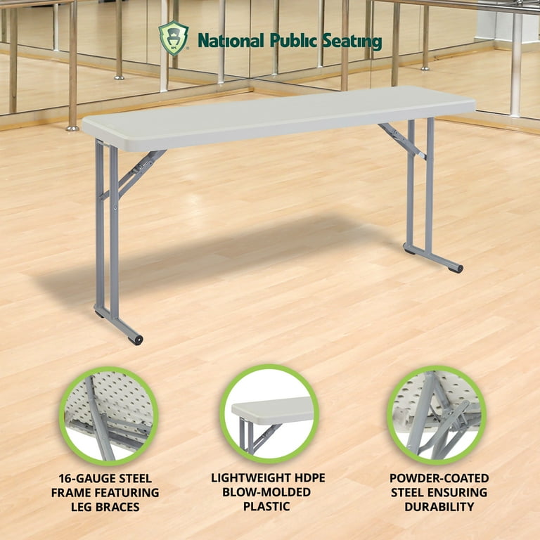 National Public Seating 18 x 72 Inch Seminar Folding Table Speckled Grey