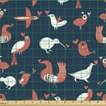 thumbnail image 2 of Bird Fabric by the Yard, Repetitive Flying Animal Hearts Valentines Love Romance Illustration, Upholstery Fabric for Dining Chairs Home Decor Accents, Salmon Night Blue by Ambesonne, 2 of 5