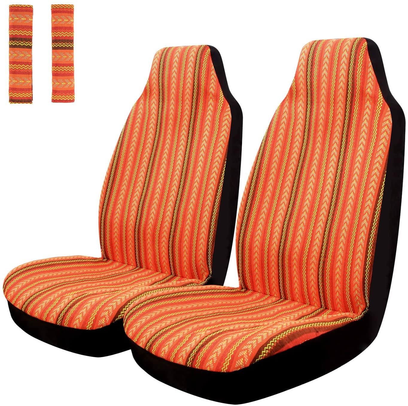 SUV & Truck Color 8, Front Set Copap Seat Covers Universal Baja Bucket Seat Cover Stripe Colorful Saddle Blanket for Car