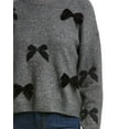 thumbnail image 3 of CeCe womens  Bow Applique Sweater, xs, Grey, 3 of 4