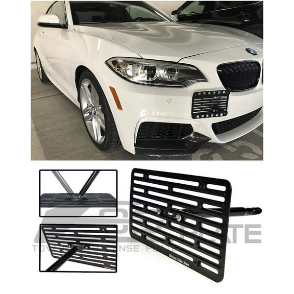Extreme Online Store 2014-2021 BMW F22 2-Series M-Sport Models | EOS Plate Version 2 Full Sized Front Bumper Tow Hook License Relocator Mount Bracket