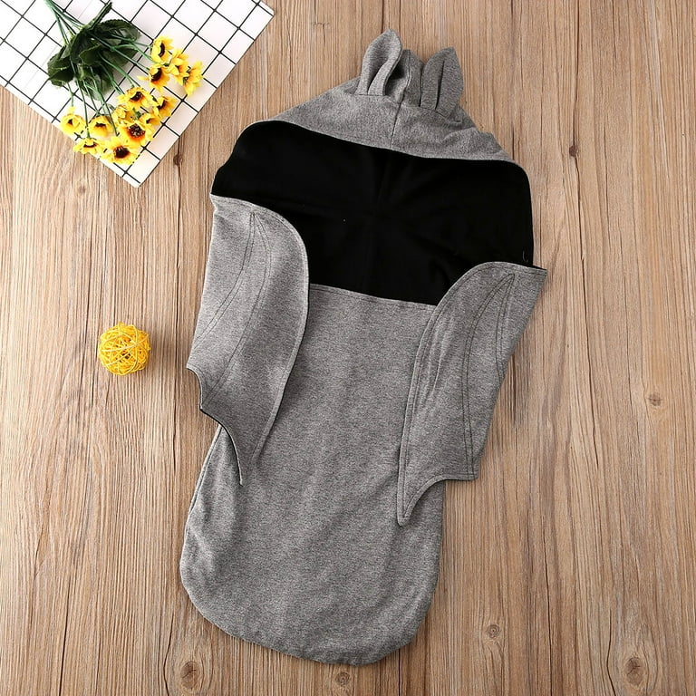 Douhoow Newborn Baby Cotton Hooded Sleeping Bag Cute Bat Shaped 3D Wing Swaddle Wraps Blanket