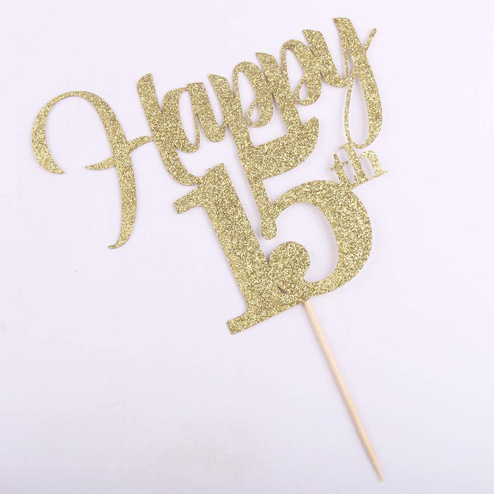 19 LVEUD Golden Flash 19 Happy Cake Topper Birthday Party Wedding Anniversary Party Anniversary Party Party Cake Ornament 