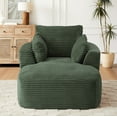 thumbnail image 2 of MAYEERTY Oversized Corduroy Chaise Lounge Sofa, Modern Couch with Spring Cushion for Apartment, 45*65*36"Green, 2 of 9