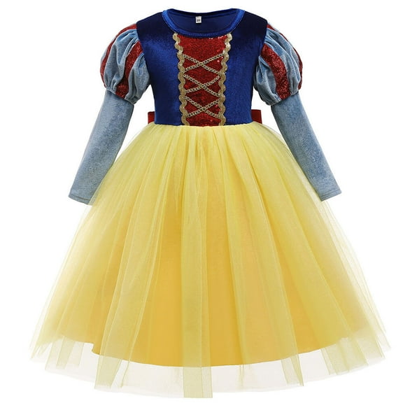 Girls Princess Snow Dress Long Sleeve Costumes Halloween Fancy Dress
