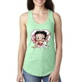 thumbnail image 1 of Wild Bobby, Betty Boop Heart Blowing Kiss Dog Betty Boop Ladies Racerback Tank Top, Mint, Small, 1 of 5