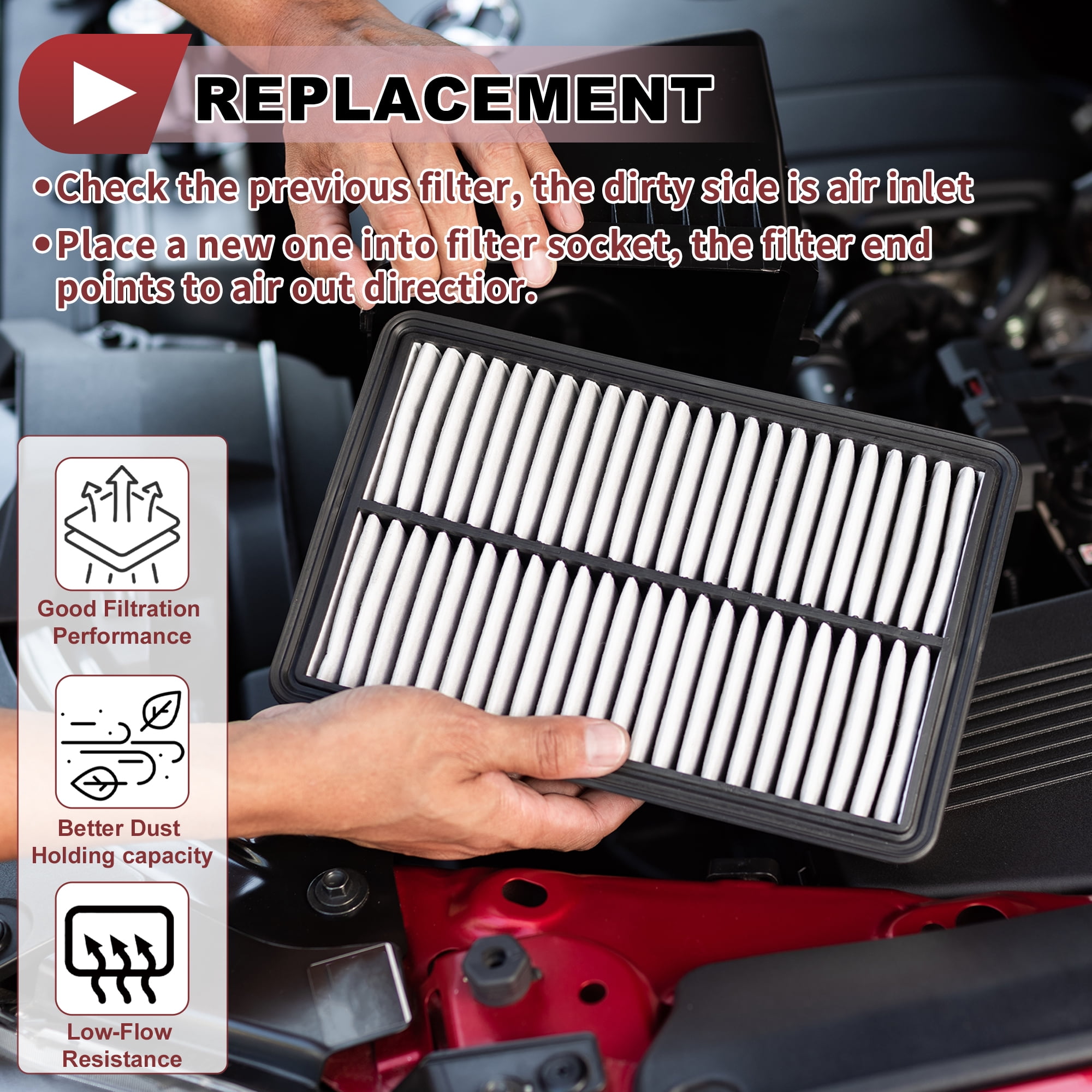 Unique Bargains Engine Air Filter for Land Rover Discovery 1999-2004 No.ESR4238/LR027408