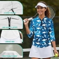 thumbnail image 6 of Uorisanigo Cute Shark Athletic Polo Workout Tops for Women Casual Versatile Women's Dry-Fit Golf Polo Shirts Fashion 3/4 Roll Sleeve Zip Up Collar Outing Wear for Workout Sports, 6 of 7