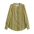 thumbnail image 1 of ameIAEA Button Down Shirts for Women Striped Long Sleeve Bloues Color Block Casual Fall Tops, 1 of 6