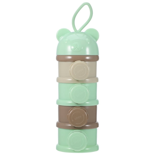 FELTECHELECTR Dispensador de leche en polvo para bebés - Contenedor portátil de silicona - Contenedor apilable de 4 capas - Caja de refrigerios antiderrames para viajes
