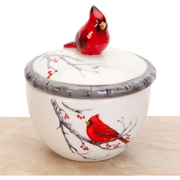 Bits and Pieces Keepsake Cardinal Jewelry Box, Ceramic
