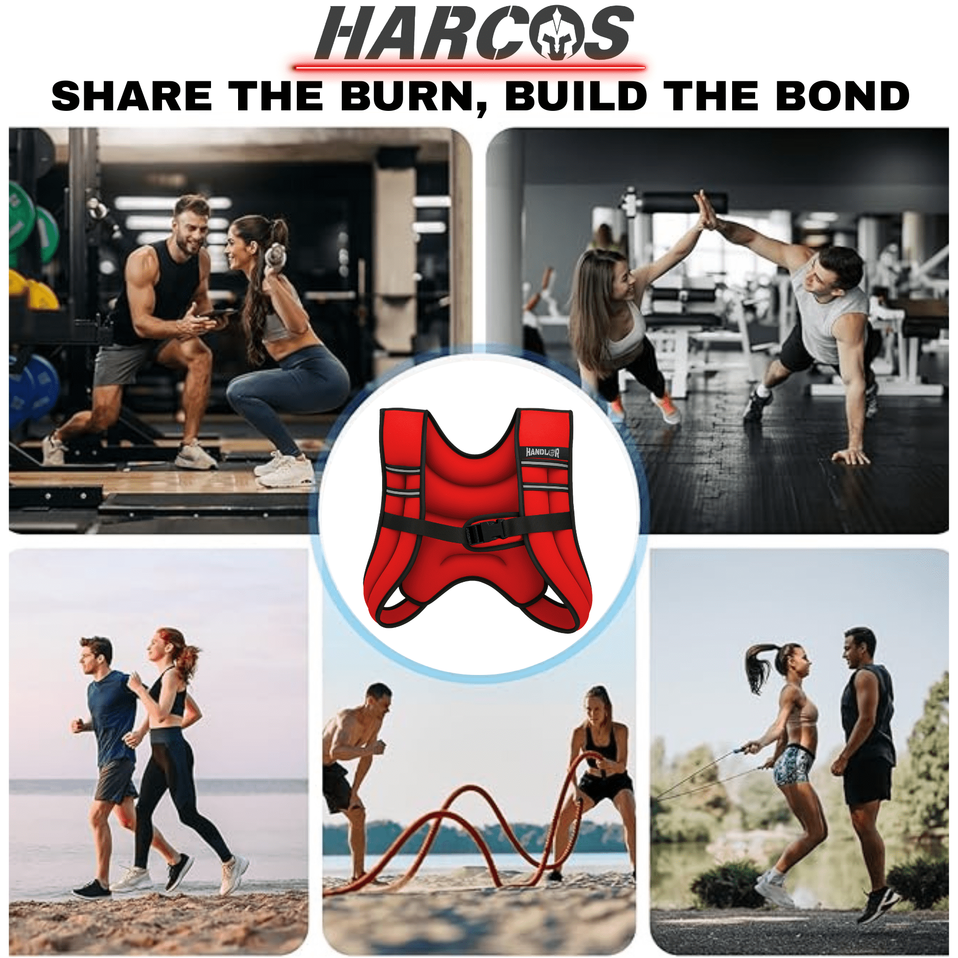 HARCOS Weighted Vest, 6lbs Weight Vest with Reflective Stripe for Workout, Strength Training, Running, Fitness, Muscle Building, Weight Loss, Weightlifting