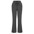 thumbnail image 4 of Women Casual Cotton And Linen Solid Drawstring Elastic Waist Long Straight Pants, 4 of 5