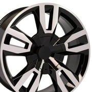 22" Replica Wheel CV40 Fits Tahoe Rim 22x9 Black Machined Wheel