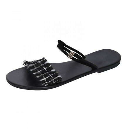 

Homedles Sandals Women- Gift for women Comfortable Summer Flat Plus Size Open Toe Sandals for Women Black