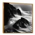 thumbnail image 2 of Designart "Monochrome Horizon Of A Rocky Beach III" Coastal Ocean Floater Framed Canvas Wall Art, 2 of 5