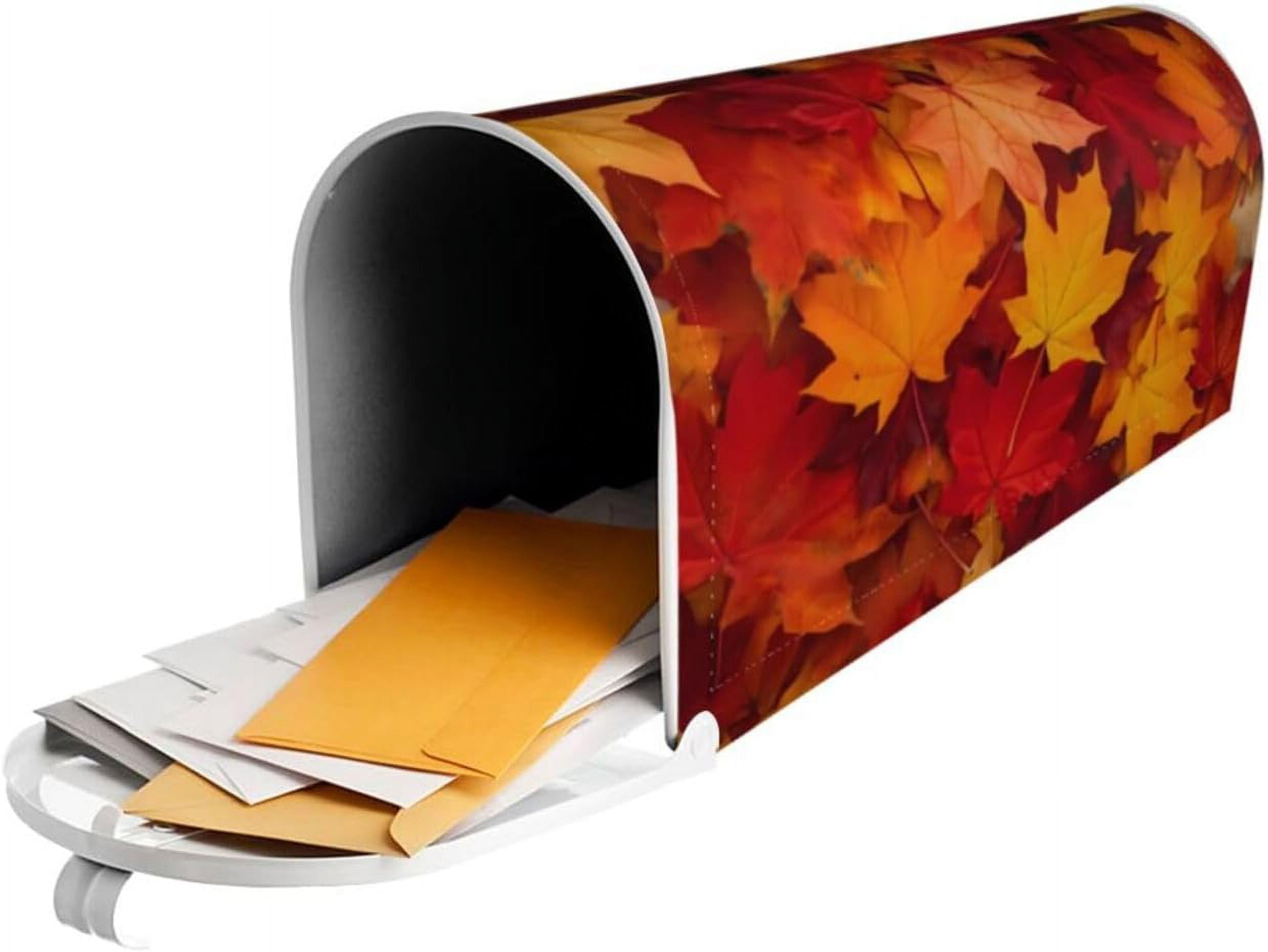 Autumn Leaves Fall Mailbox Covers, Magnetic Post Box Cover Wraps Large Size 25.5x21 in for Garden Yard Decor