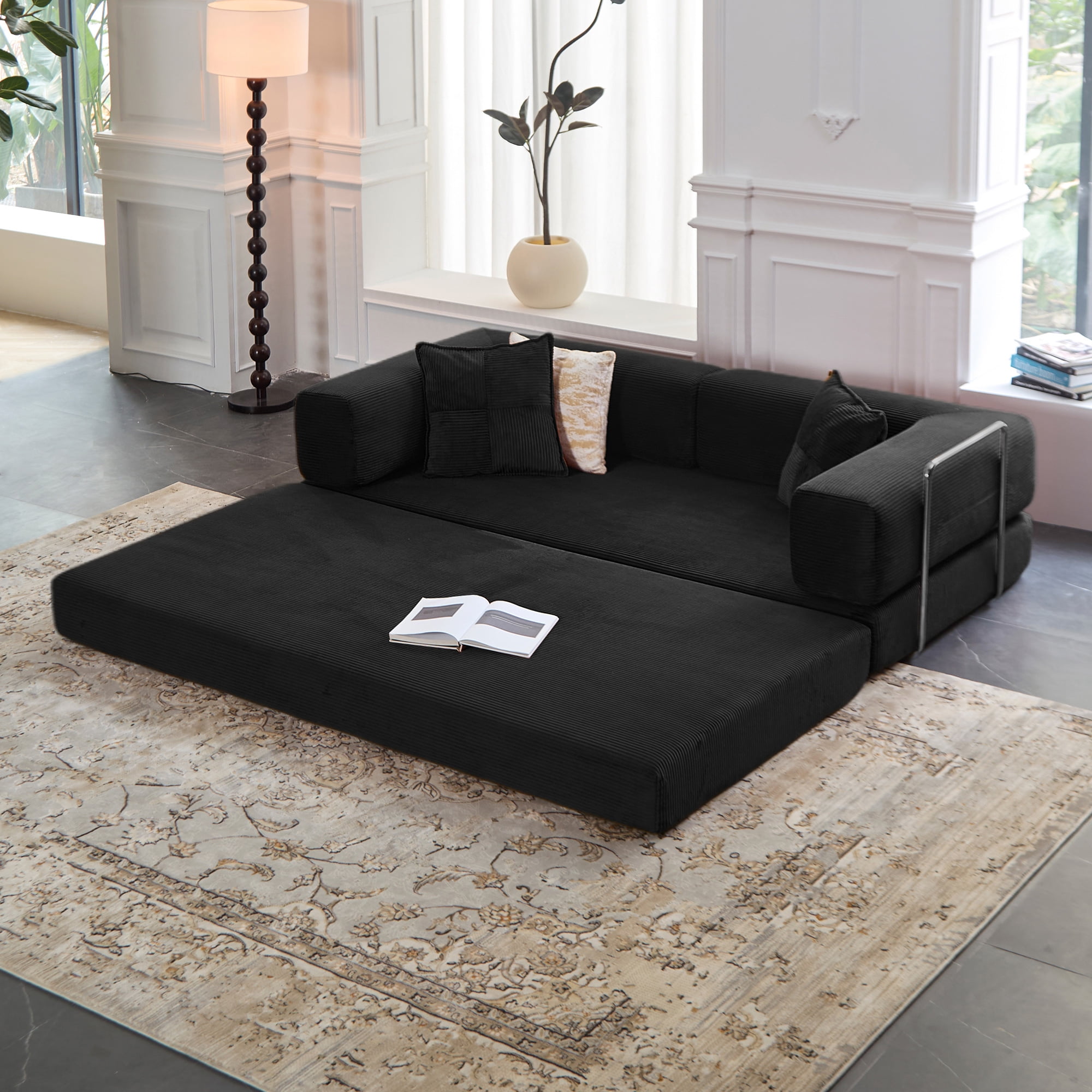 Cubente 5-in-1 Convertible Sofa Bed, 78.8" Floor Sofa Boneless Couch Folding Sleeper Sofa Compression Sofa for Living Rooms, Apartment