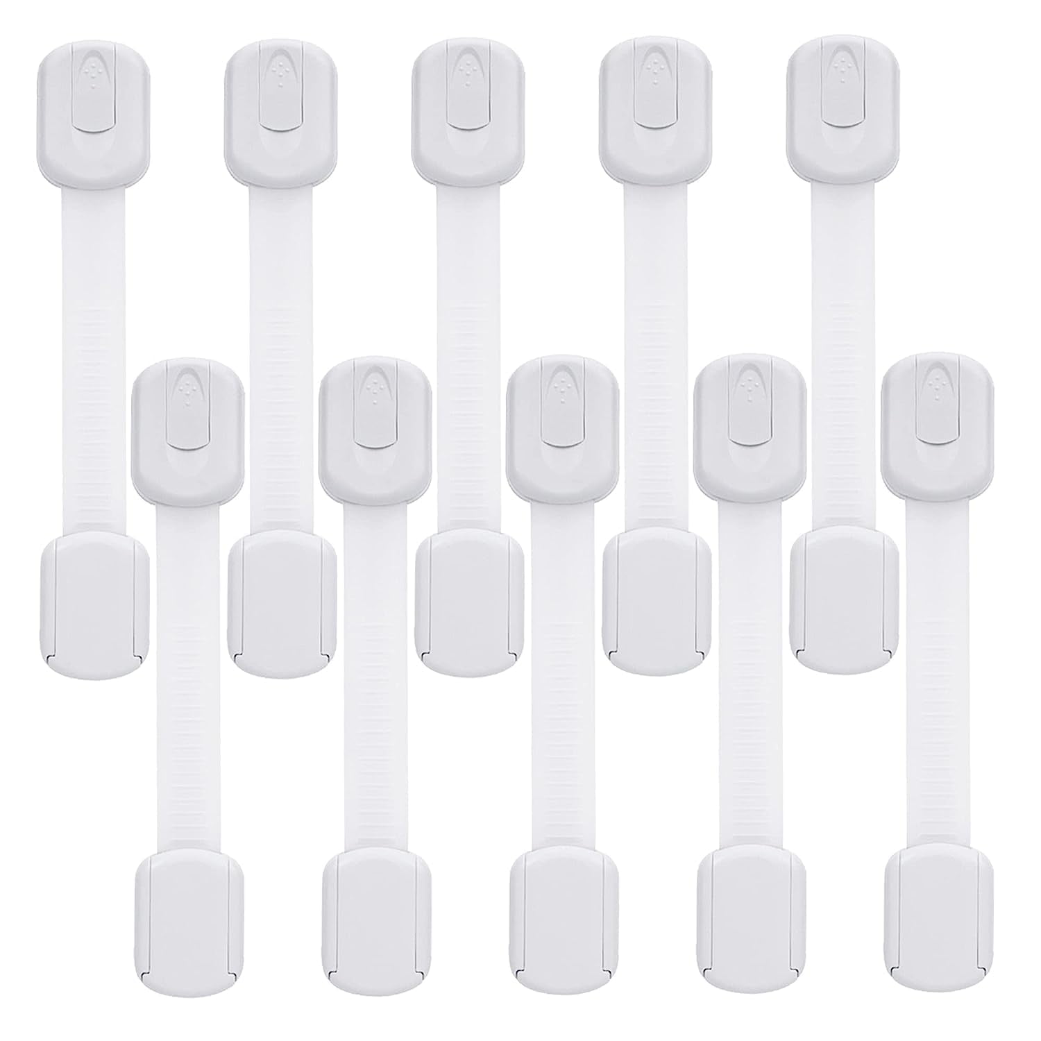Child Safety Cabinet Locks 10 Pack Baby Proofing Latches 3M Adhesive - Adjustable Strap, No Drill No Tool Baby Proofing Latches to Drawer Door Fridge Oven Toilet Seat Kitchen Cupboard Appliance Trash
