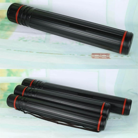 Plastic Expanding Poster Art Document Storage Artist Art Tool Sketch Storage Tube with Strap Black 77.5x135cm