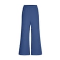 thumbnail image 6 of Dazajoo Summer Sets Women 2 Piece Outfits Linen Half Sleeve Crewneck Asymetrical Hem Tops Matching Wide Leg Palazzo Pants Lightweight Flowy Loungewear,Blue,L, 6 of 8