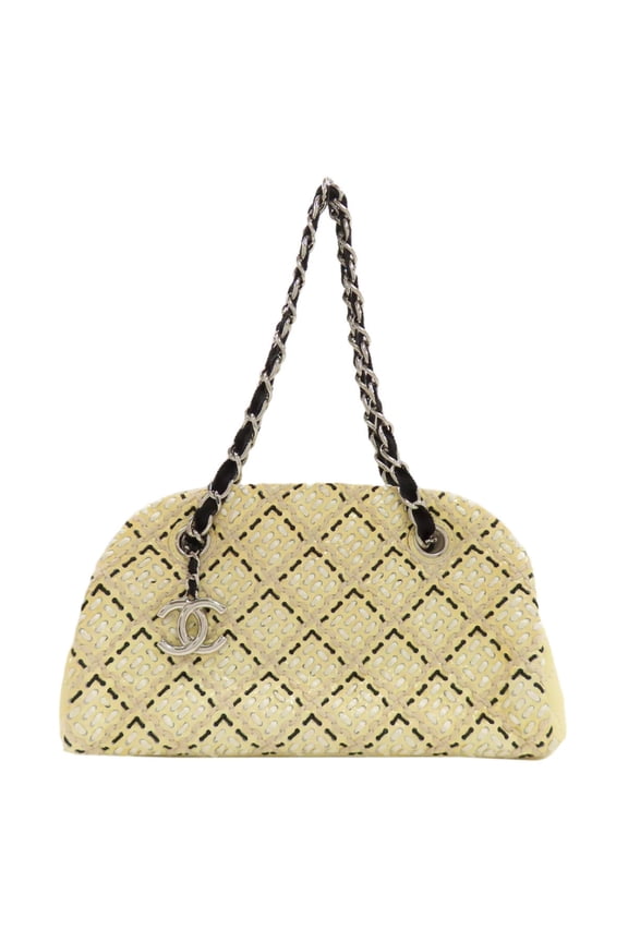 Pre-Owned Chanel Mademoiselle Bowling Bag, Silver Hardware, Enamel Shoulder Women's, CHANEL