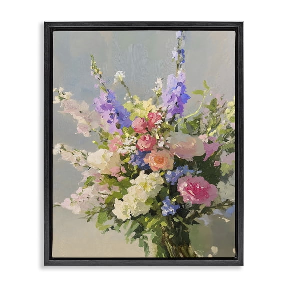 Stupell Industries French Country Romantic Pastel Garden Bouquet Black Floating Frame Canvas Art, 17 x 21, by The Prints Vibe