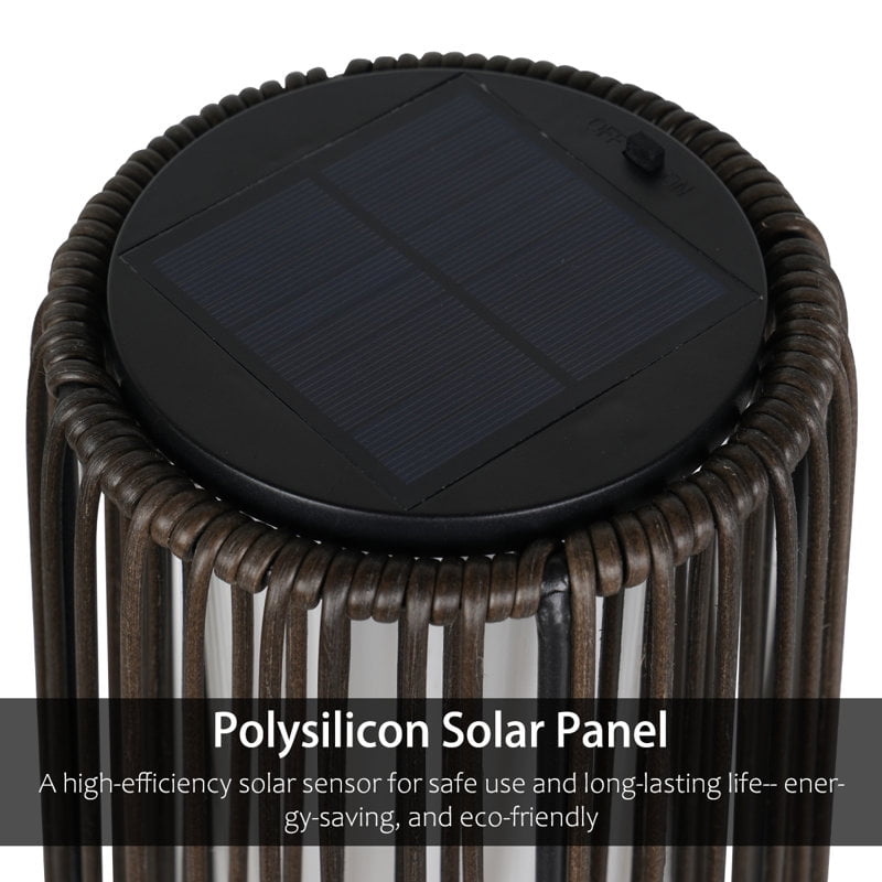 Solar Floor Lamp Outdoor, Waterproof Rattan Solar Lantern Lights for Patio, Yard, Porch, Pathway Decorations, Auto Shut-off, Dark Brown
