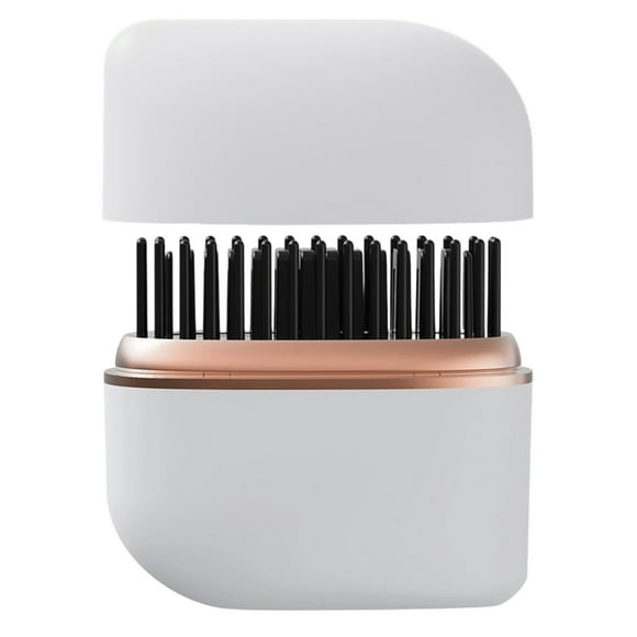 Mini plancha de pelo inalámbrica con peine, recargable por USB-C, 3 temperaturas, calentamiento rápido, rizado y alisado para todo tipo de cabello, portátil para viajes, color blanco