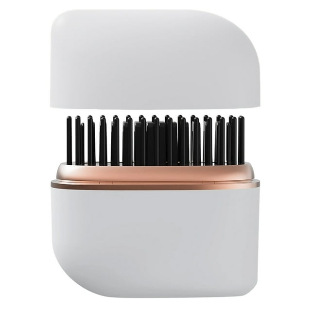 Mini plancha de pelo inalámbrica con peine, recargable por USB-C, 3 temperaturas, calentamiento rápido, rizado y alisado para todo tipo de cabello, portátil para viajes, color blanco