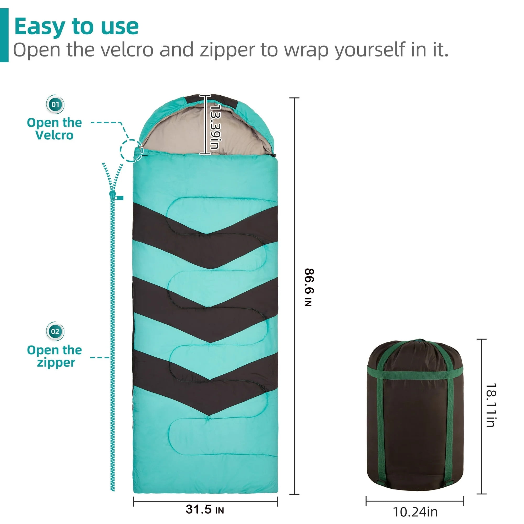 Invoker Sleeping Bag for Adults Kids, Warm & Cool Weather 3-4 Season, 23℉Camping Sleeping Bag, Waterproof Portable Backpacking Hiking Outdoors