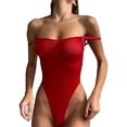 thumbnail image 1 of Oyolan Justaucorps Transparents pour Femmes Sans Manches Lingerie une Pièce Combinaison en Maille Transparente Rouge L, 1 of 4