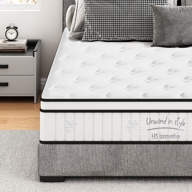 Twin Hybrid Mattress - 12" Pocket Spring & Foam, Medium Firm - White, for Guest Room, Bedroom & Sleep Support - Durable, Breathable & Spinal Alignment