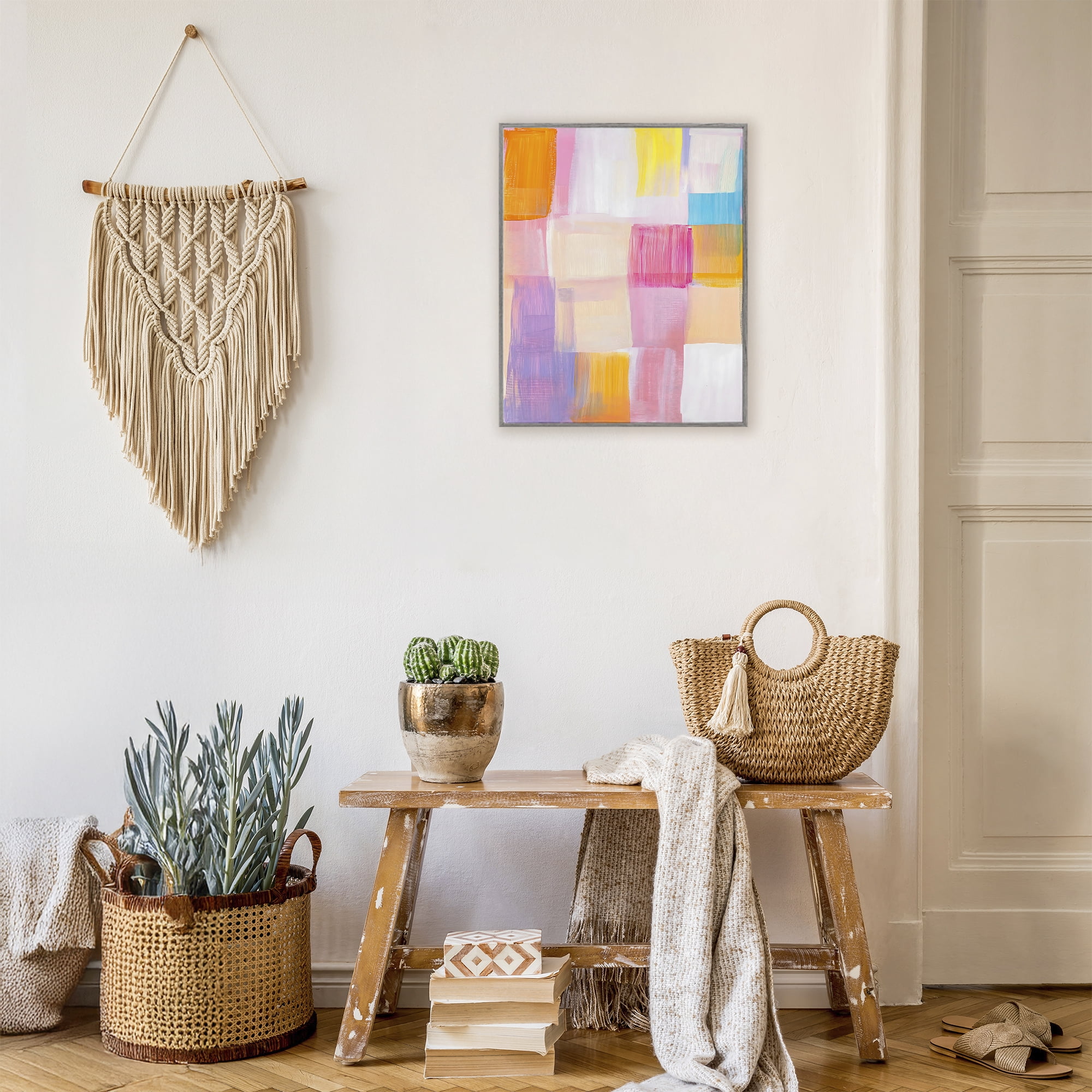 Stupell Industries Abstract Grid Brushstrokes Gray Framed Giclee Art, design by The Prints Vibe