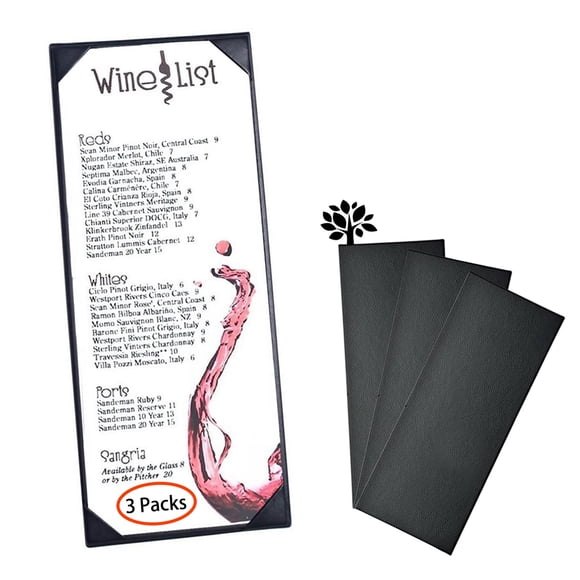 Fundas de menú WFD.L de piel, 4,25 x 11 pulgadas, para restaurante, 3 unidades