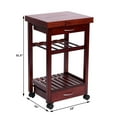 thumbnail image 3 of 19" Rolling Wooden Storage Cart Kitchen Trolley with Drawers and Wine Rack, 3 of 3