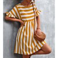 thumbnail image 4 of Vestido Casual Vestido De Camiseta Vestido Midi Un Vestido De Línea Vestido A Rayas Casual De Moda Una Línea De Volantes Manga Corta Estampado A Rayas Casual Flowy Midi Vestido ANGGREK Otros, 4 of 6
