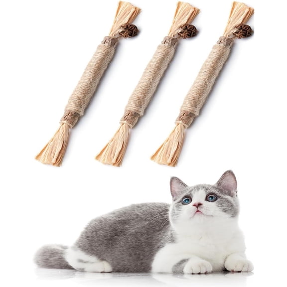 Natural Silvervine Dental Sticks for Cats, 100% Natural Matatabi Cat Chew Toys for Teeth Cleaning, Catnip Silvervine Blend Sticks for Kittens & Adult Cats