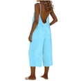 thumbnail image 2 of HongQid Women Jumpsuits Sleeveless Casual Wide Legs Backless Rompers Loose Overall with Pockets, 2 of 6