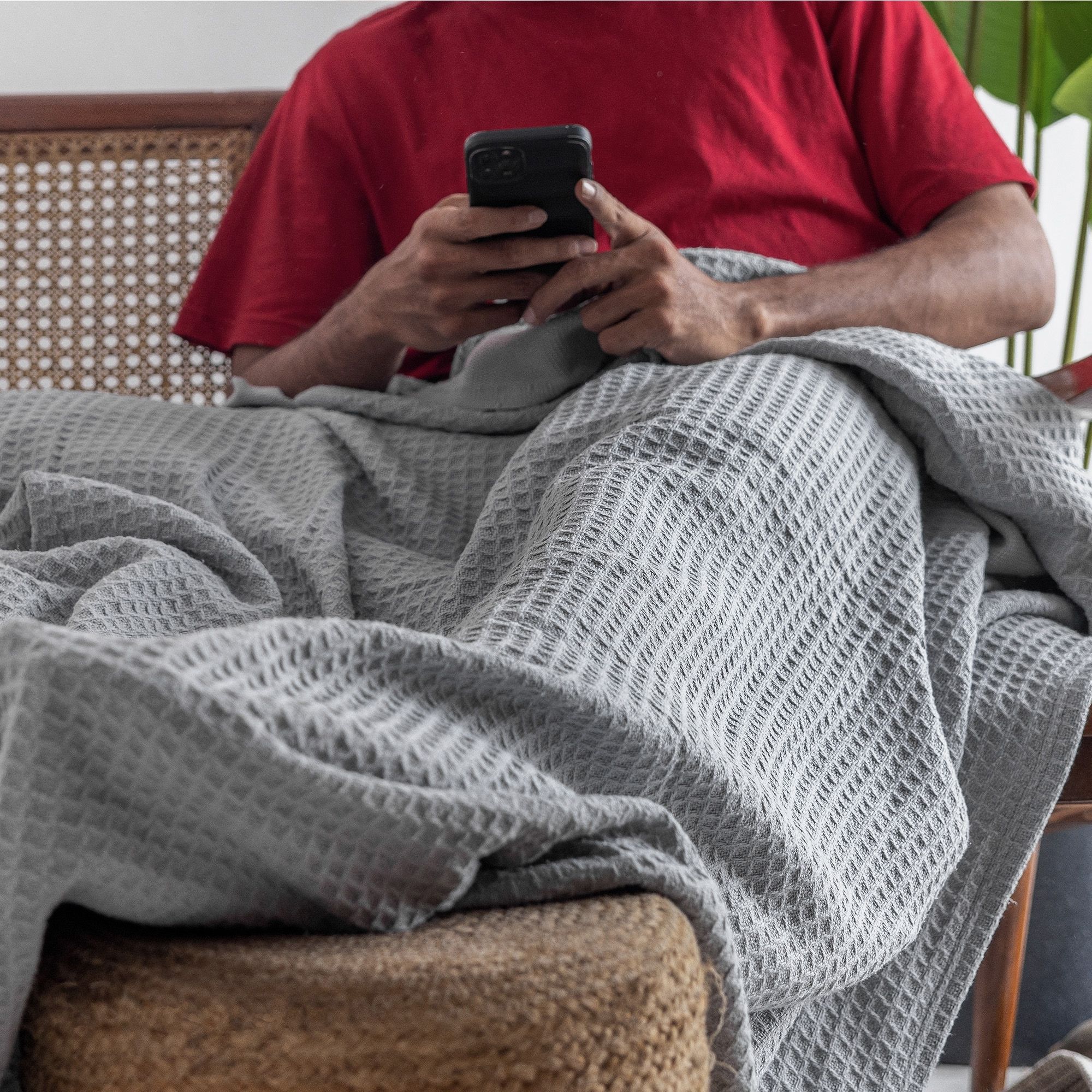 Top Cotton Twin Waffle Throw Blanket for Couch (68" x 92"), 100% Cotton Throw Blankets for Bed, Waffle Blanket for Bed (Scott Grey)