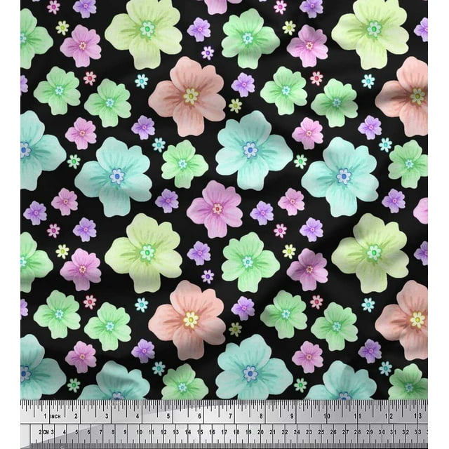 Soimoi Poly Georgette Fabric Artistic Floral Print Fabric by The Yard 52 Inch Wide