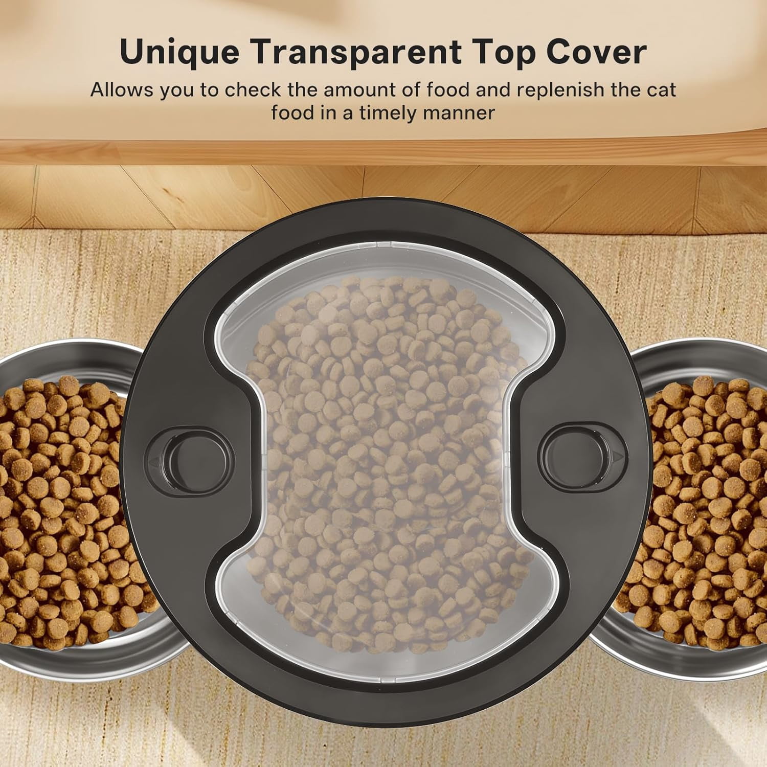 Automatic Cat Feeder for 2 Cats, 4.5L Dual Power Double Bowls Dry Food Auto Pet Dispenser with Smart App Control